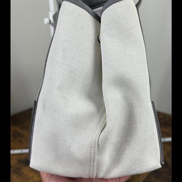 Balenciaga Cabas Tote Bag + Pouch in Grey Leather & Ivory Canvas (BAXX190) - Picture 10 of 12